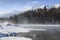 Crescent Moon Bend or Yue Liang Wan in Winter, Kanas Lake, Kanas Nature Reserve, Xinjiang, China