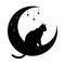 Crescent moon and Black cat. Mystical black cat, Star in The Moon