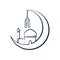 Crescent Moon Mosque Outline Symbol Illustration Design