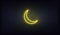 Crescent moon neon. Ramadan glowing yellow gold moon Islamic sign