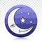 Crescent moon or night / nighttime vector flat icon for apps and websites on a transparent background