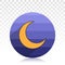 Crescent moon or night / nighttime vector flat icon for apps and websites on a transparent background