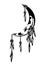 Crescent moon nighttime dream catcher black and white vector outline