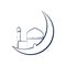 Crescent Moon Outline Mosque Symbol Illustration Design