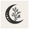 Crescent moon with plant