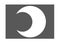 A crescent moon shape against a rectangular backdrop of dark grey with white thick border rims