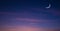 Crescent Moon and Star on panoramic dark blue Twilight Sky, Ramadan Night sky background