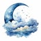 The Crescent Moon and Stars: A Sticker Design for a Goodnight Pr