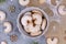 Crescent shaped christmas cookies called `Vanillekipferl`, a traditional Austrian or German Christmas biscuits with nuts