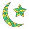 Crescent and star with decorative colors