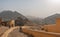 On the crest of a rocky hill is the residence of Raja Man Singh I Amber Fort in the northern suburbs of Jaipur. India.