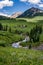 Crested butte colorado mountain landscape and wildflowers