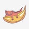 Crested gecko cute reptile lizard on banana logo