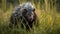 A crested porcupine waddling through the grass created with Generative AI