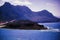 Crete, Greece: Wide angle view of rocky terrain landscape on Eastern Mediterranean sea near Imeri Gramvousa also Grampousa Akra,