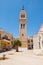 CRETE,RETHYMNO-JULY 23: The belltower of the Megalos Antonios church on July 23,2014 in Rethymnon city on the Crete island, Greece