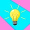 Cretive idea. Bisiness solution concept. Burning light bulb with surreal color background. Vector illustration