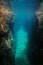 Crevice between rocks underwater Mediterranean sea