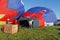 Crew of a hot air ballon preparing before flight at the festival of aeronautics in Pereslavl-Zalessky
