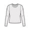 Crew neck jersey sweater technical fashion illustration with long sleeves, oversized body