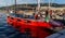 The crew of sailboat haul down the sails during the 52Â° Barcolana regatta in Trieste