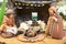 crib of South America with baby Jesus and the terracotta figurines