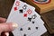 Cribbage board and playing cards