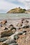 Criccieth beach and castle in North Wales