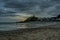 Criccieth Castle at dusk moody fading light