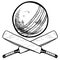 Cricket bat and ball drawing