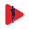 Cricket bowling fast bowler inside play button icon vector illustration.