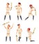 Cricket characters. Set of various sport players in action poses