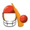 Cricket equiment elements icon cartoon