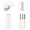 Cricket equipment icons set. Sketch black outlined illustration isolated on white