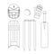 Cricket Icons Set Vector. Cricketer Accessories. Bat, Gloves, Helmet, Ball. Isolated Flat Illustration