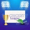 Cricket league championship match on stadium background with gold trophy and cricketer halmet