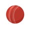 Cricket leather ball with stitches. Red criket object with seams. Cricet item for playing sports game. Realistic flat