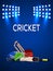Cricket match tournament with cricket equipment on stadium background