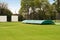 Cricket pitch in rain