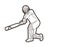 Cricket player action cartoon sport graphic