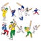 Cricket Player Cartoon Set