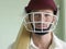 Cricket player In Helmet And With Bat