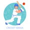 Cricket player icon poster print flat