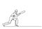 Cricket Player Minimalist Vector Illustration, Athlete Engaged in Cricket Game