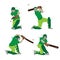 Cricket player shape silhouette vector sports action figure