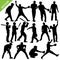 Cricket player silhouettes vector