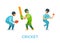 Cricket Players Team of Characters with Bats Balls