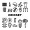 Cricket Sport Game Accessory Icons Set Vector