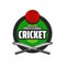 Cricket sport round icon with bats and ball