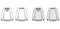 Cricket Sweater technical fashion illustration with stripes, rib V-neck, long raglan sleeves, hip length, knit cuff trim
